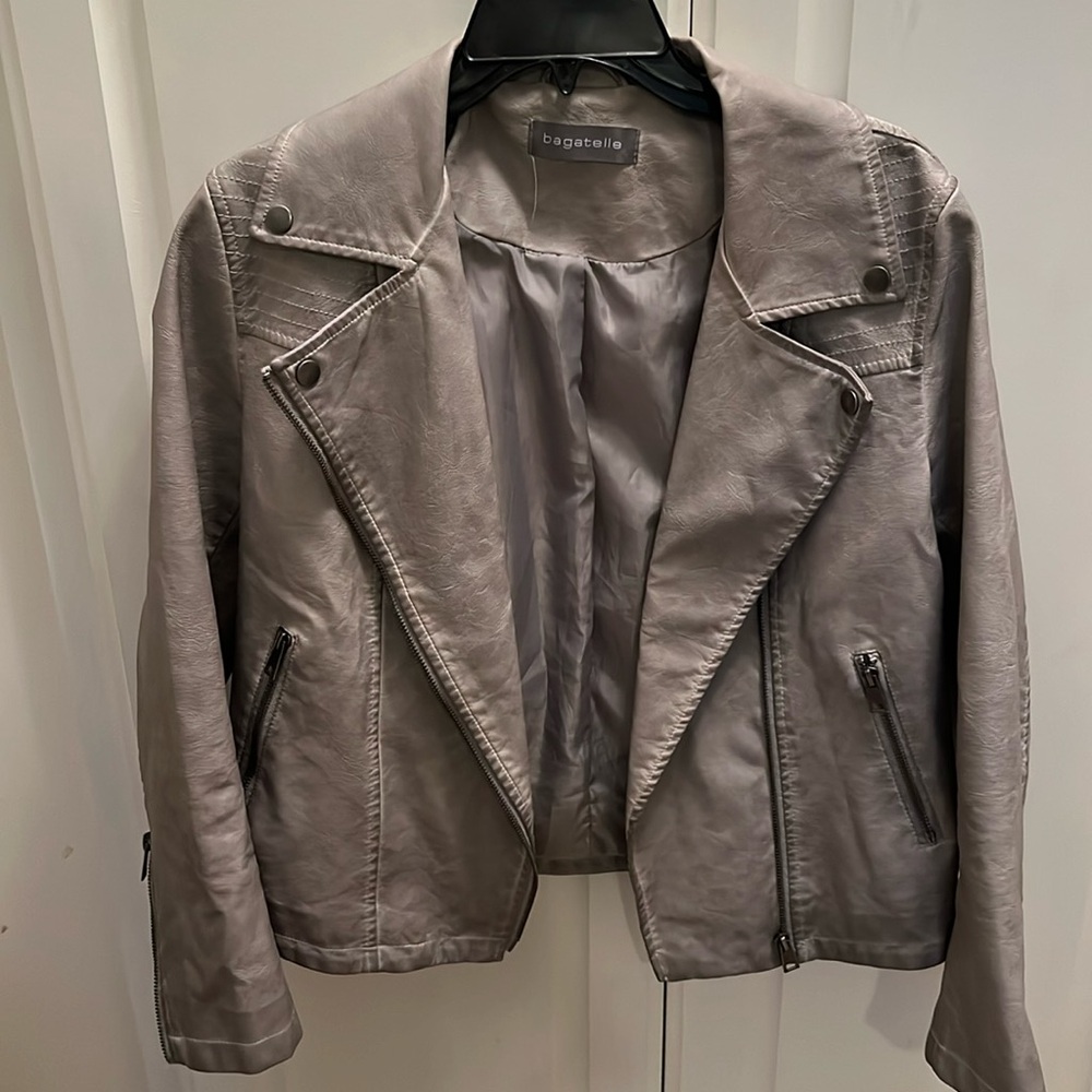 Bagatelle Grey Faux Leather Jacket